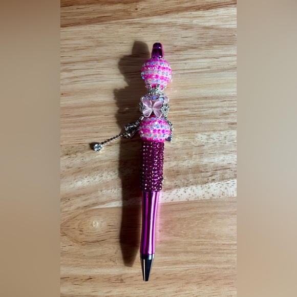 NEW Bejeweled Pink Crystal Ballpoint Pen with Butterfly Accent - Picture 3 of 3